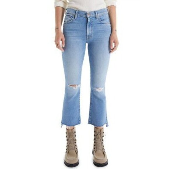 MOTHER Denim The Insider Crop Step Fray Hem Jeans Sz 28 - Picture 1 of 10